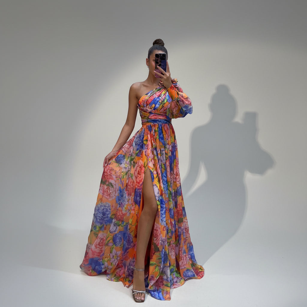 Blossom Allure | One-Shoulder Dress
