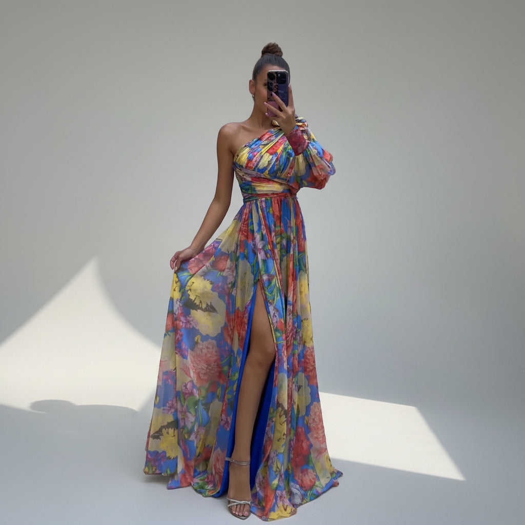 Blossom Allure | One-Shoulder Dress
