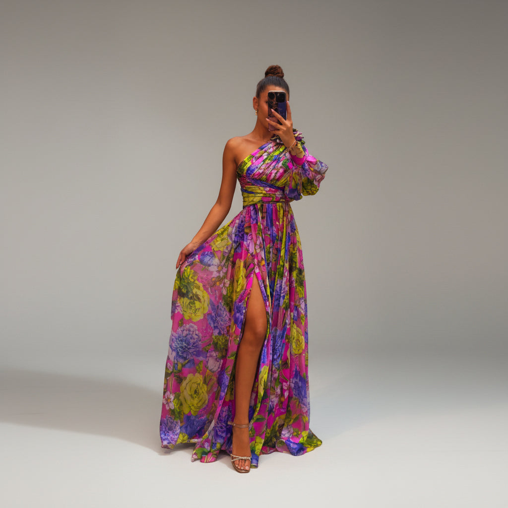 Blossom Allure | One-Shoulder Dress