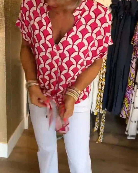 Rachel | Casual Printed V-Neck Top